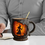 3D Halloween Tasse – mit Hexen- und Katzen-Design