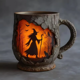 3D Halloween Tasse – mit Hexen- und Katzen-Design