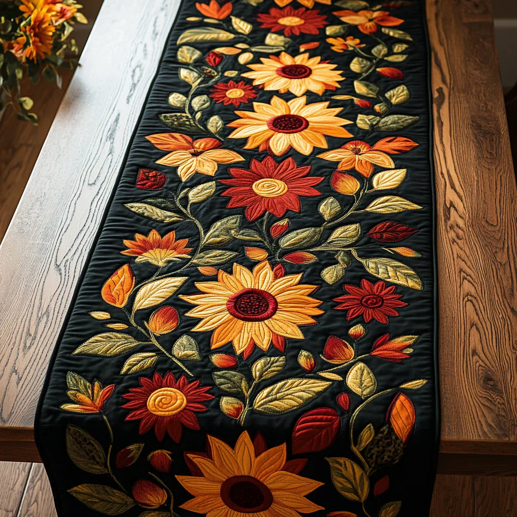 Gepatchter Tischläufer - Herbstsonnenblumen