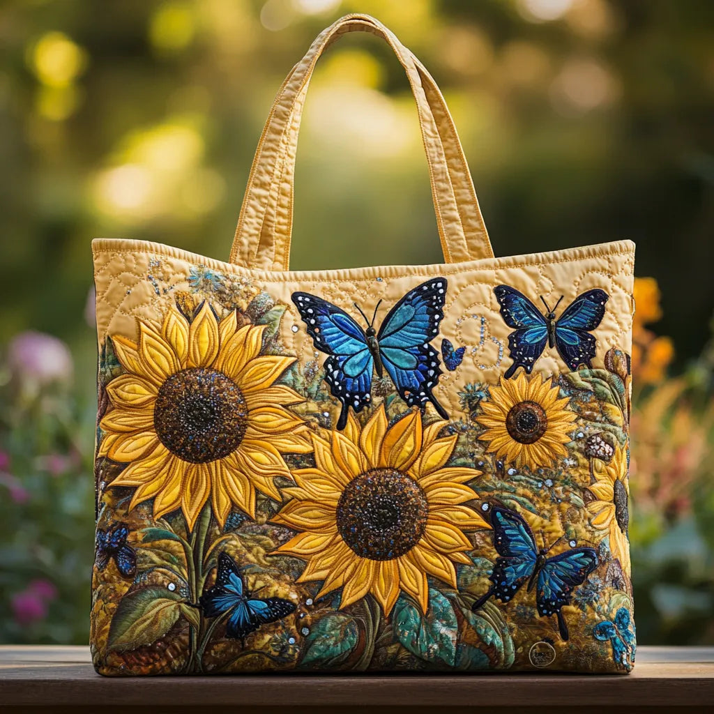 Sonnenblume und blaue Schmetterling Tasche