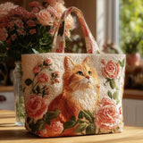 Rote Katzen Tasche mit Rosen