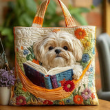 Shih Tzu Tasche mit Buch und Blumen