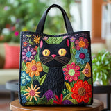 Schwarze Katzen gesteppte Schultertasche